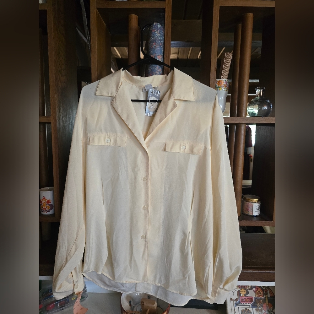 Christian Dior Chemises Vintage Cream Button-Up Blouse NWT